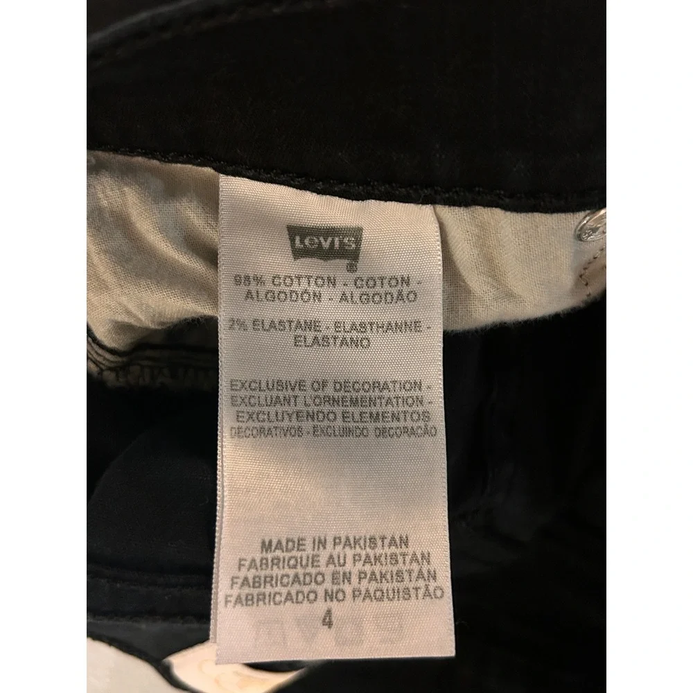 Levis 512 Perfectly Slimming Black Jeans Womens 4 Cropped Stretchy Denim Pants - Picture 3 of 10